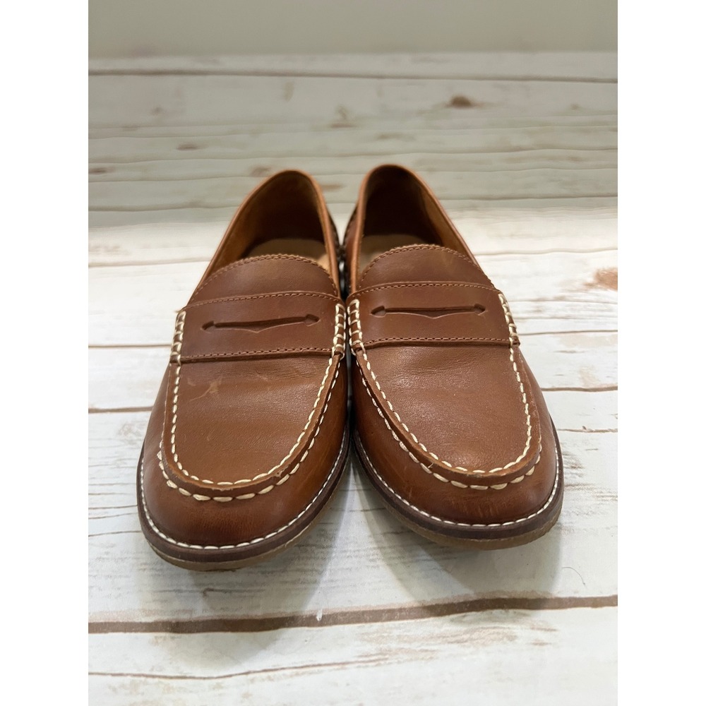 Sperry Seaport Penny Loafer Tan Leather Contrast Stitch STS85787 Size 7 - Picture 3 of 6
